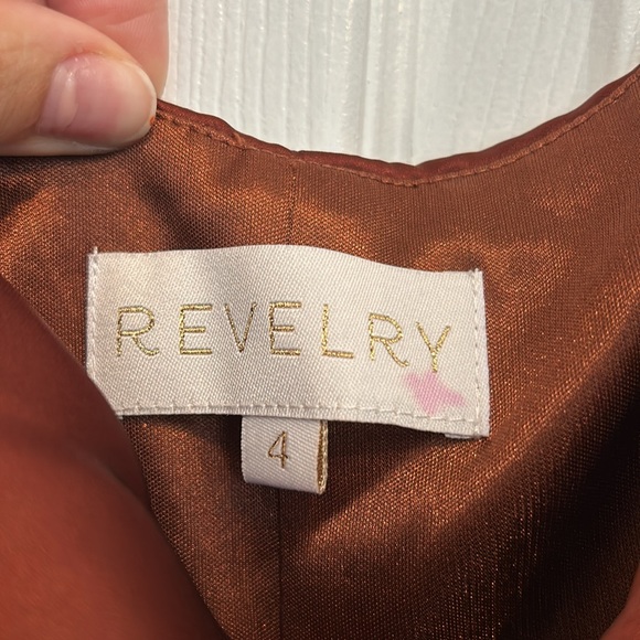 Revelry Skye Satin Maxi Dress Bridesmaid Gown Terracotta Rust - 709 Brown Sz 4 - Picture 6 of 7